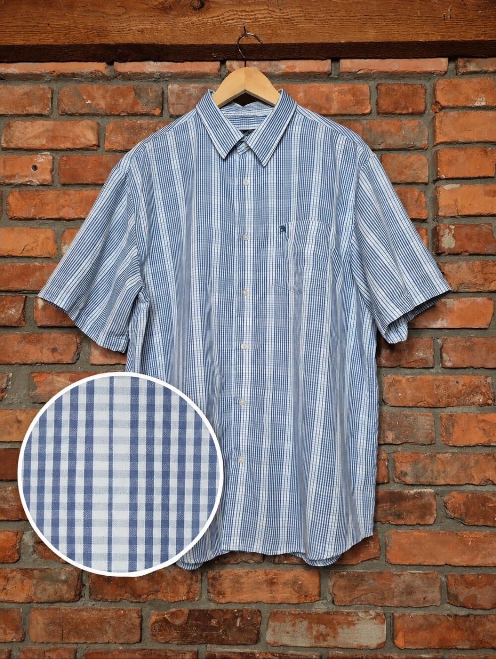 Arnold Palmer Men’s XL Blue White Plaid Short Sleeve Button Down Shirt